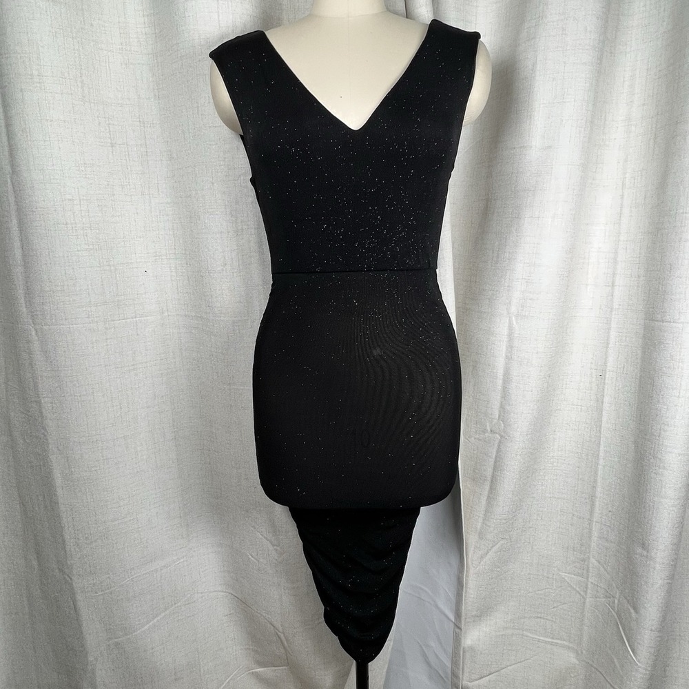 Alice + Olivia‎ Ruched Bodycon Dress Black With Blue Shimmer Sleeveless XS Party